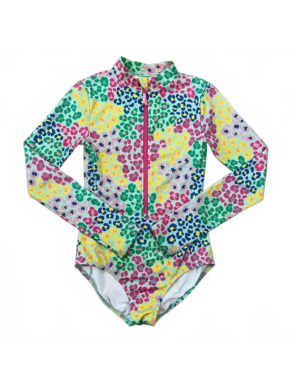 Mini Boden Girls Long Sleeve Swimsuit Rashguard Multicolor Print Size 10-11Years